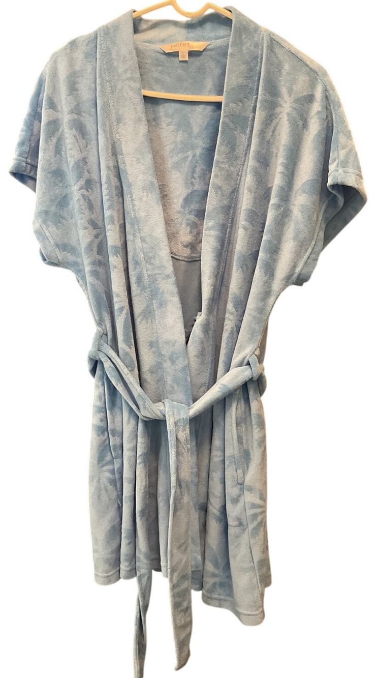 NEW Jasmine Rose Blue Size Large Women's Robe Short Sleeve